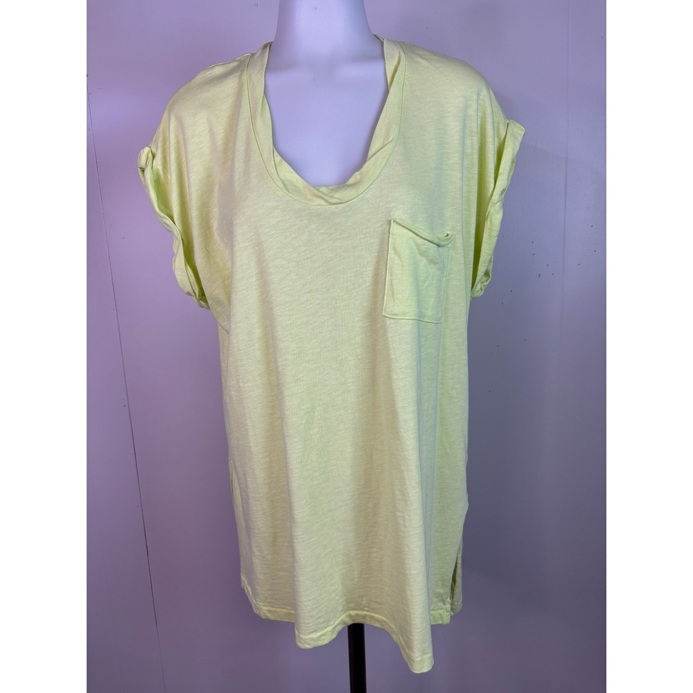 Aerie Pocket Tee Small Bright Green  Rolled Sleeve Cotton T-Shirt Women Top